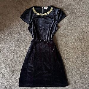 Vintage Black and Gold Embellished Mini Dress
